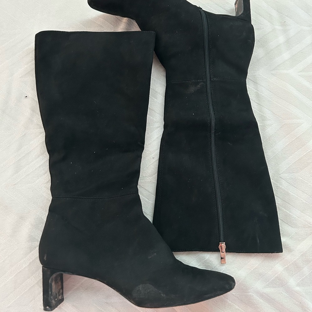 Black Heeled Boots Classic Suede